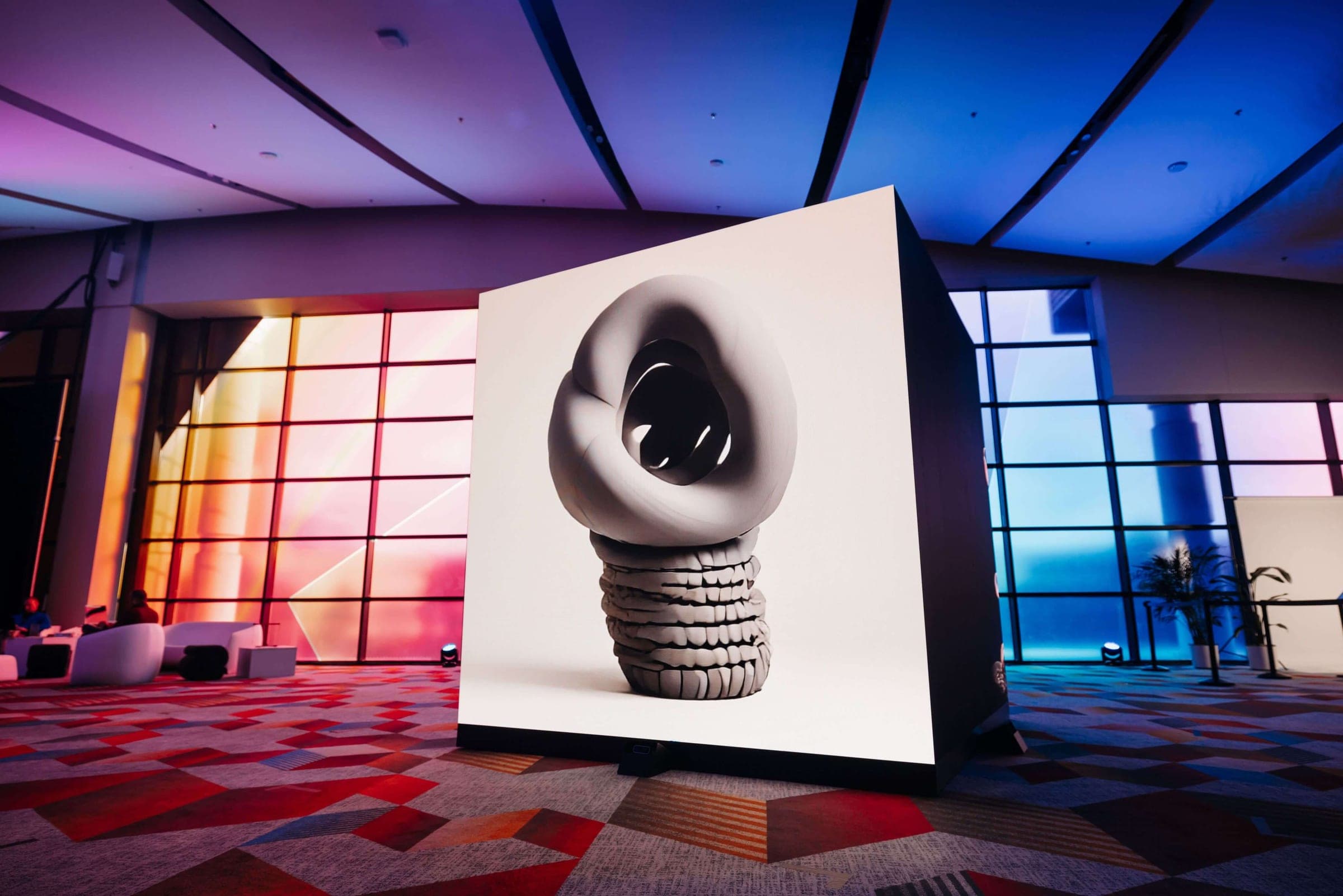 The Gen AI Cube standing in the re:Invent hall