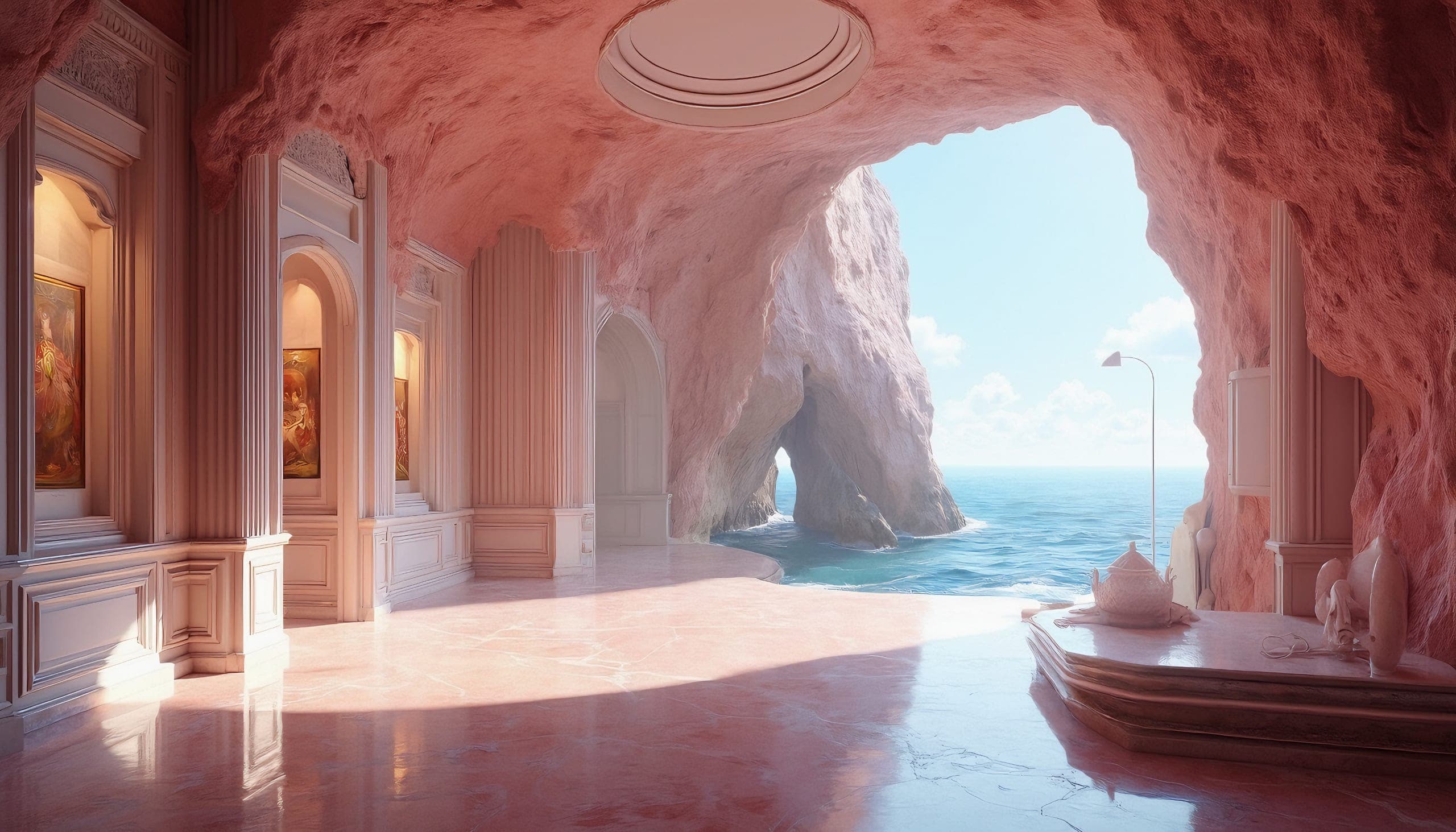 Cave room open to the sea