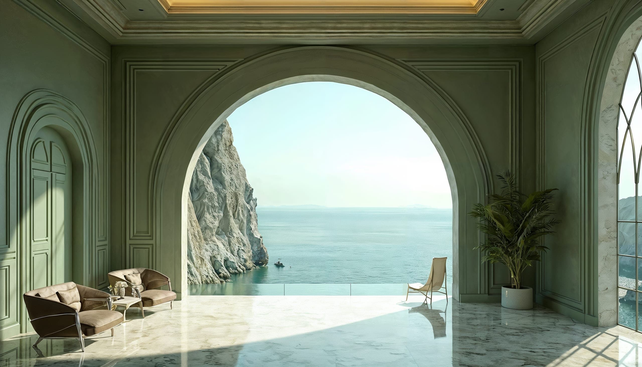 Celadon arch over the sea