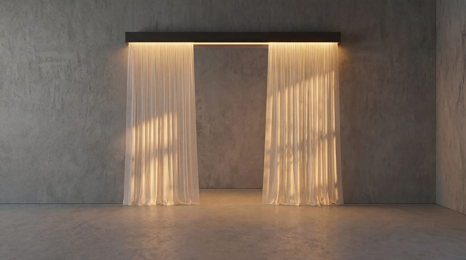 Ledge lighting sheer curtains