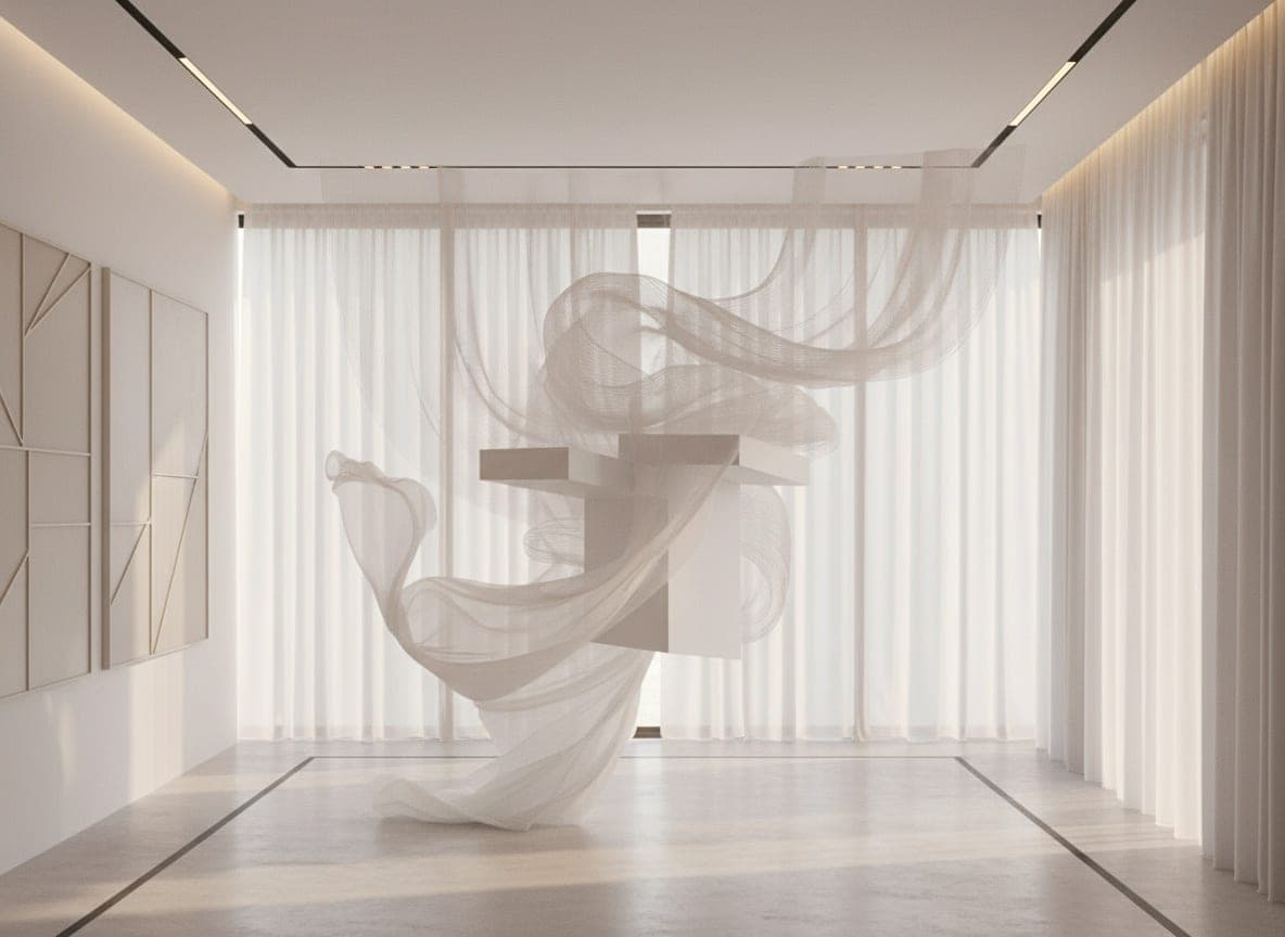 Output from the discarded Flux LoRA: cornice geometry lost in the drape