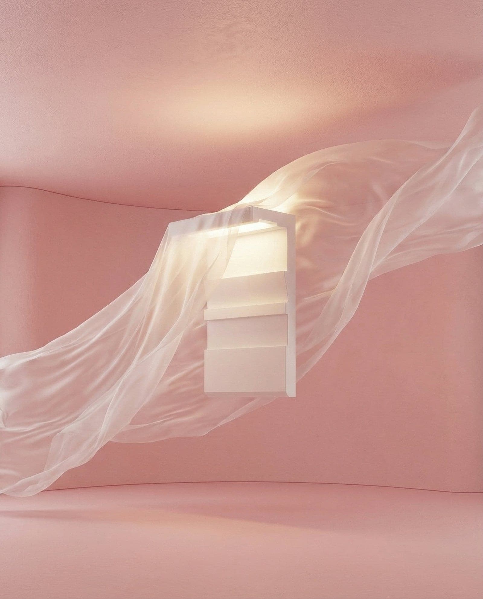 Pink room, veil in motion